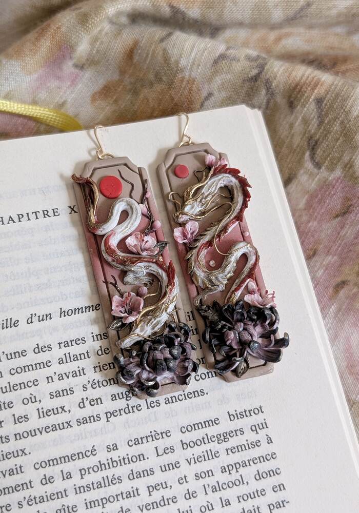 Dragons under the sunset - earrings
