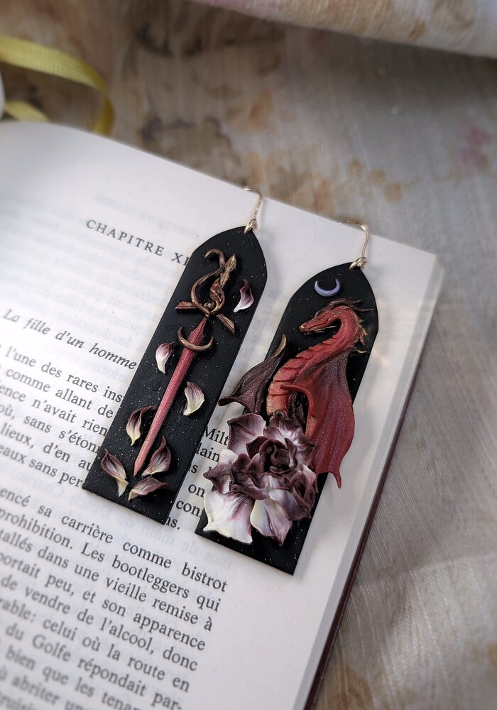 The fire dragon and sword - earrings